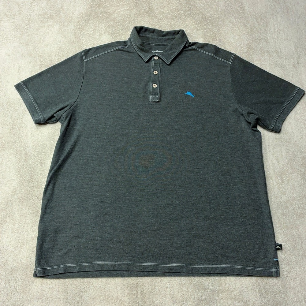 Tommy Bahama IslandZone Polo Gray Pima Cotton Performance Peru Mens XL